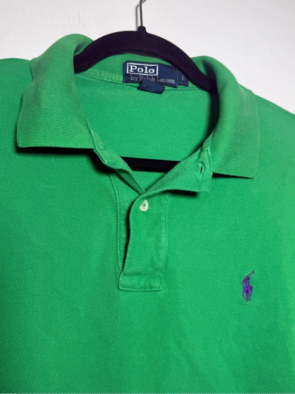 Polo Ralph Lauren Men's Kelly Green Polo with Purple Pony Mens Large